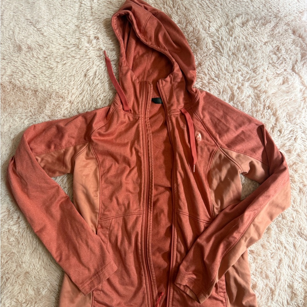 The North Face Women's Two-Tone Rust/Salmon Hooded Zip Sweatshirt